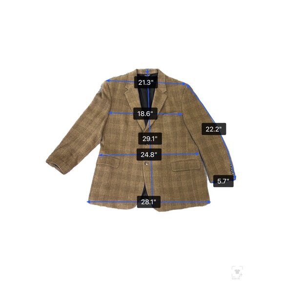 Jos.A.Bank Mens Tan Camelhair Plaid 2-Button Blazer Jacket Classic Fit Size 46R - Picture 9 of 10